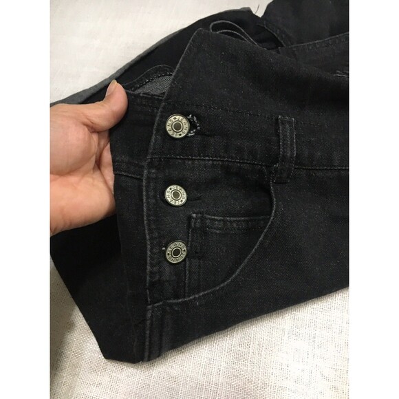 Women’s 90s Y2K Denim Overall Shorts XL Black Shortfall Romper Grunge Whimsygoth - Picture 13 of 16